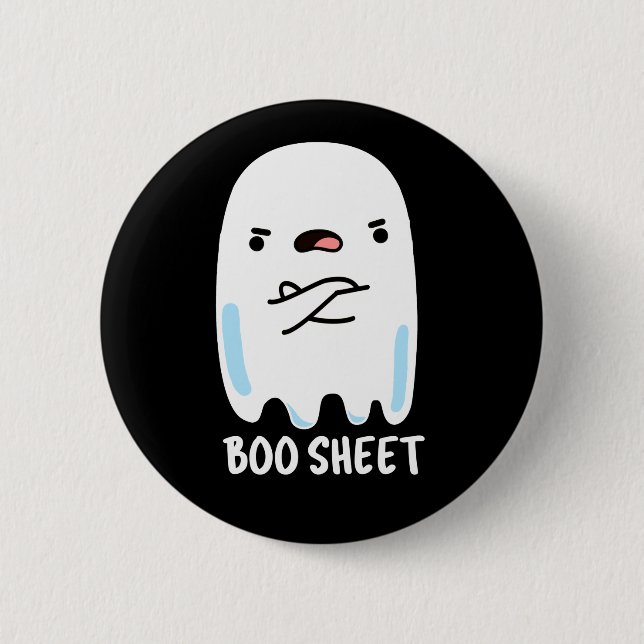 Boo Sheet Funny Halloween Ghost Pun Dark BG 2 Inch Round Button (Front)