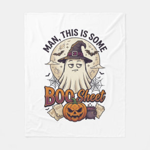Boo Sheet Ghost Pumpkin Halloween Moon Cauldron Fleece Blanket