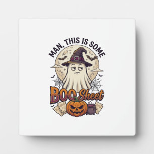 Boo Sheet Ghost Pumpkin Halloween Moon Cauldron Plaque