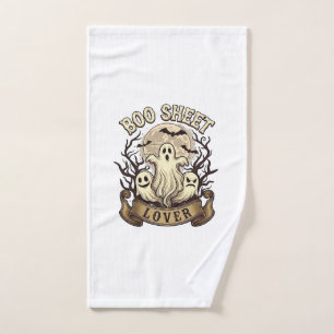 Boo Sheet Lover Halloween Ghosts Moon Bats_1 Hand Towel