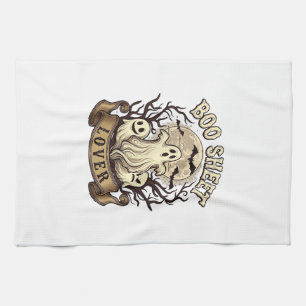Boo Sheet Lover Halloween Ghosts Moon Bats_1 Kitchen Towel