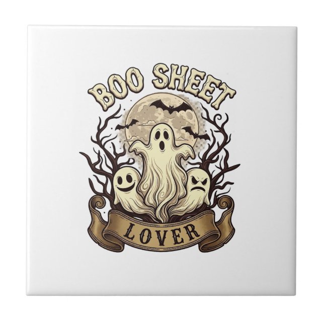 Boo Sheet Lover Halloween Ghosts Moon Bats_1 Tile (Front)