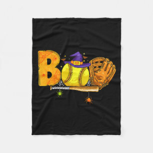 Boo Softball Player Catcher Tcher Funny Halloween  Fleece Blanket
