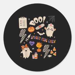 Boo Soky Peds Crew Ghost Pediatric Nurse Halloween Classic Round Sticker