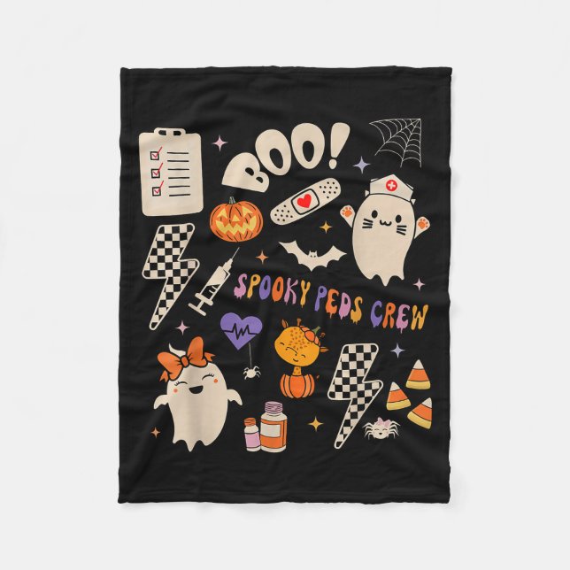 Boo Soky Peds Crew Ghost Pediatric Nurse Halloween Fleece Blanket (Front)
