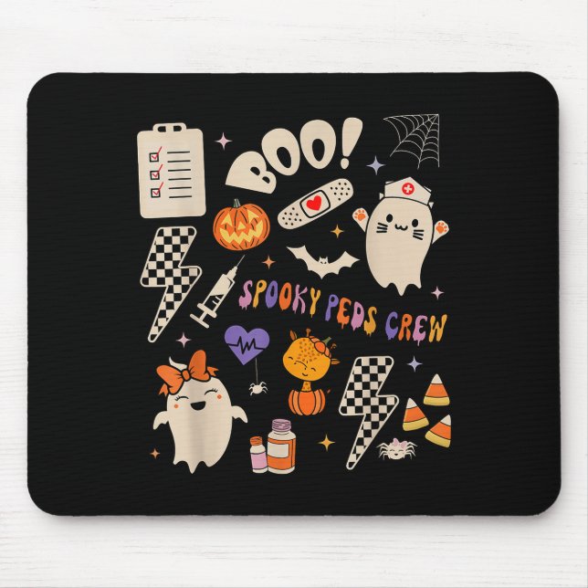 Boo Soky Peds Crew Ghost Pediatric Nurse Halloween Mouse Pad (Front)