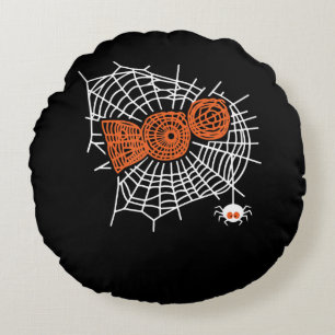 Boo Spider Web Funny Cute Spider Web Graphic Round Pillow