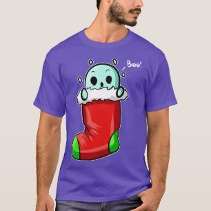 Boo Spirit In Christmas Chimney Sock Christmas Hal T-Shirt