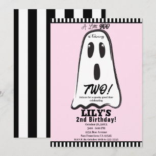 BOO! Spooky Cute Ghost Pink Halloween Birthday  Invitation