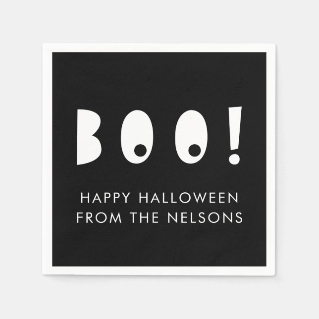 Boo Spooky Eyes Personalized Halloween Napkin (Front)