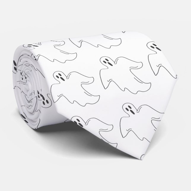Boo! Spooky Ghost Ghosts Halloween Trick or Treat Tie (Rolled)