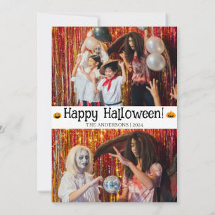 Boo Spooky Pumpkins Halloween Family 2 Photo Holiday Card