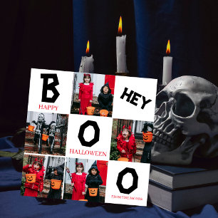 Boo Spooky Pumpkins Halloween Family 5 Photo Holiday Card