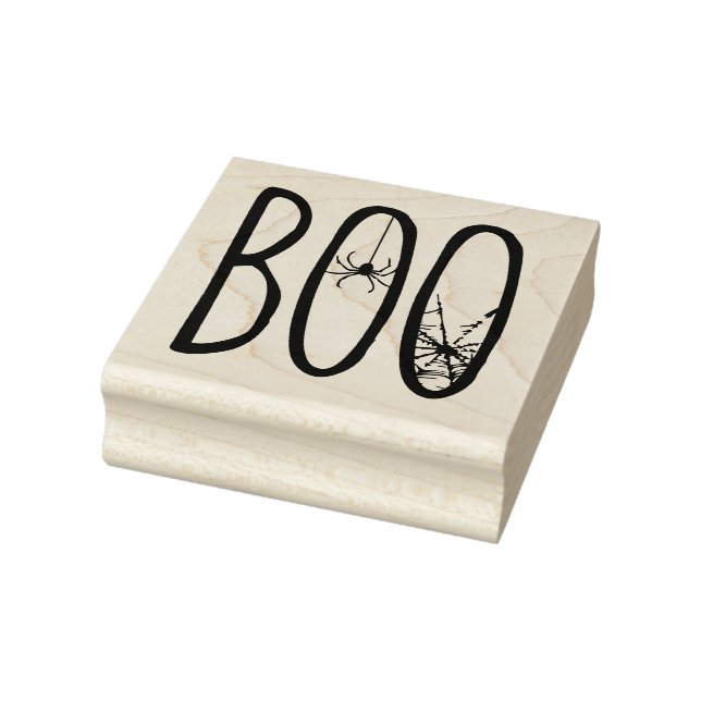 Boo Spooky Spider & Spiderweb Halloween Rubber Stamp (Stamp)