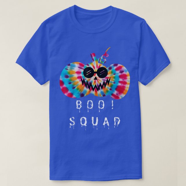 Boo ! Squad Cute Tie Dye Scary Face Pumpkin Funny  T-Shirt (Design Front)
