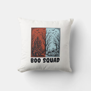 Boo Squad Vintage Halloween Pumpkin Shirt Design_1 Throw Pillow