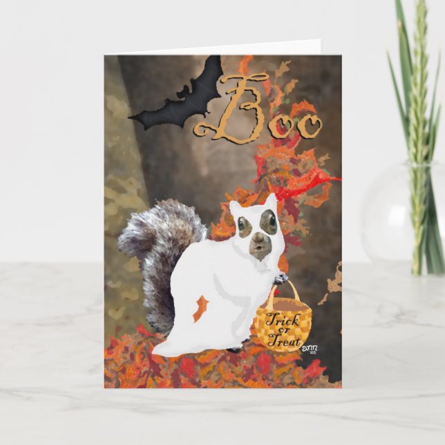 Boo! Squirrel Halloween Card (Front)