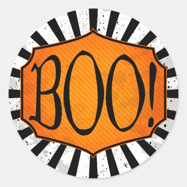 BOO ! Stickers Black White & Orange Halloween (Devant)