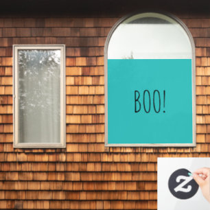 Boo teal spooky typography minimalist Halloween Window Cling