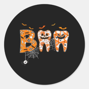 Boo th Pumpkin Dentist Dental Hygienist Halloween Classic Round Sticker