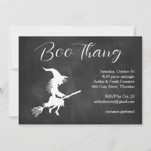 Boo Thang Flying Witch Cloudy Halloween Party Invitation