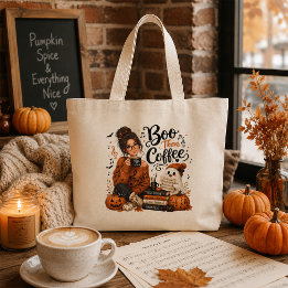 Boo Then Coffee Halloween Music Teacher Large Tote Bag