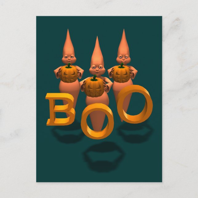 Boo! Three Cute Ghosties Postcard (Front)