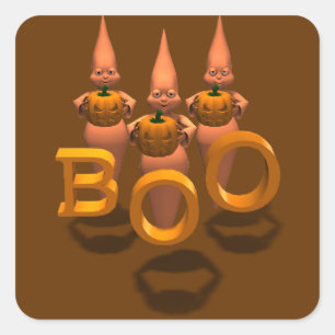 Boo! Three Cute Ghosties Square Sticker