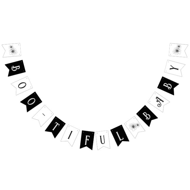 Boo-tiful Baby Gothic Flower tattoo Baby Shower Bunting Flags (All)