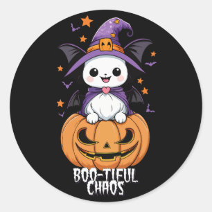 Boo-tiful Chaos Bats, Hats, & Pumpkins Classic Round Sticker