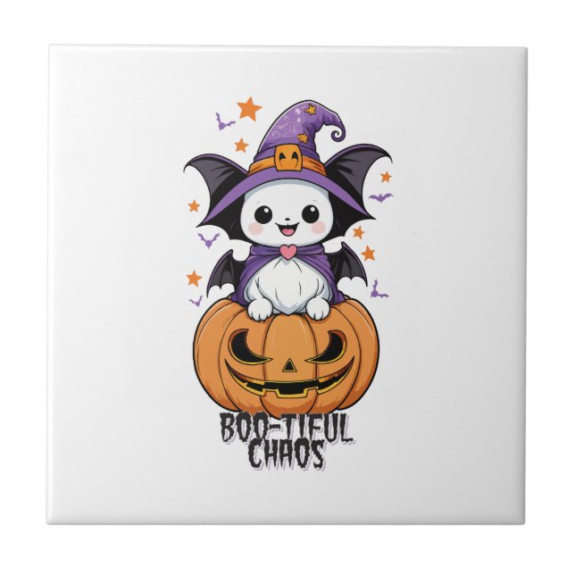 Boo-tiful Chaos | Bats, Hats, & Pumpkins Tile (Front)