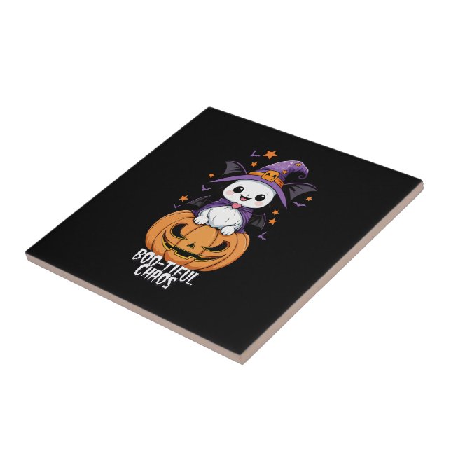 Boo-tiful Chaos | Bats, Hats, & Pumpkins Tile (Side)