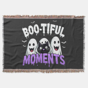 👻🎃 Boo-Tiful Halloween Ghost Bat Cozy Spooky 🦇  Throw Blanket