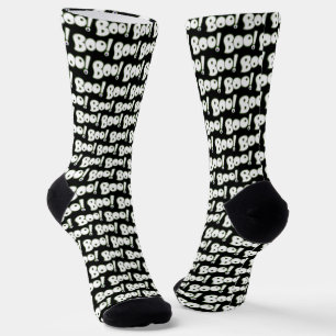 BOO tiful Halloween Ghost Cartoon Type Black Socks