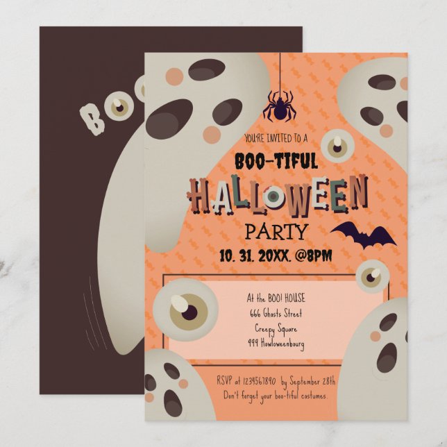 Boo-tiful Halloween Invitation (Front/Back)