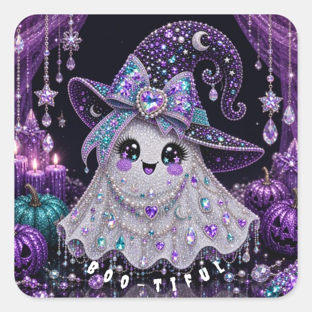 Boo-tiful Halloween Square Sticker (Front)