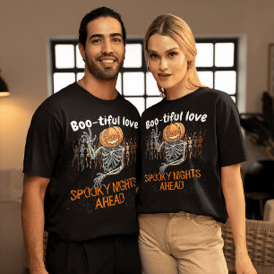 Boo-tiful Love: Unique Couple Halloween T-Shirt