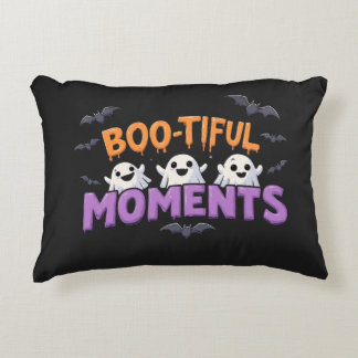 Boo-Tiful Moments Cute Halloween Ghosts and Bats Accent Pillow