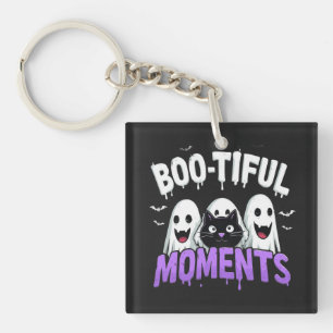 Boo-Tiful Moments Cute Halloween Ghosts and Bats Keychain