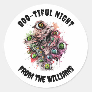 Boo-tiful Night Halloween Ghost Eyes Classic Round Sticker