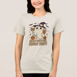Boo-tiful Night Shift Nurse Ghost Halloween Tri-Blend Shirt