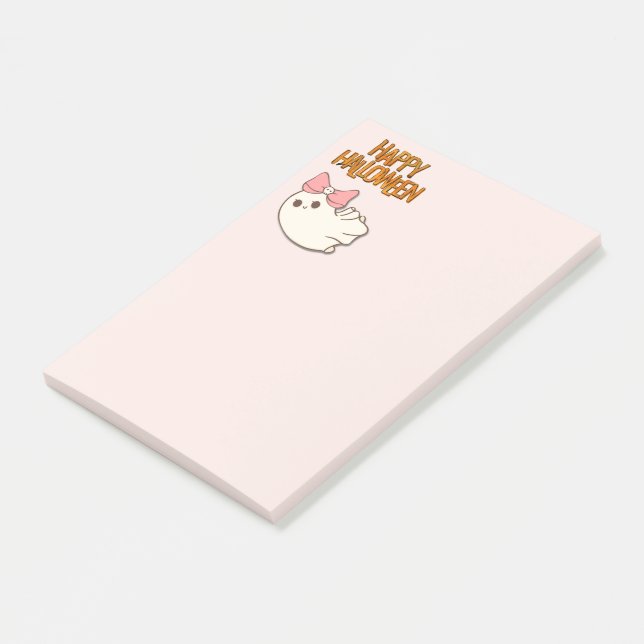 Boo-tiful Notes — Cute Ghost in Pink (Angled)
