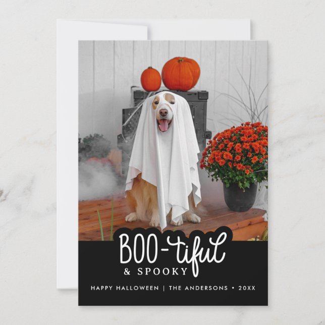 Boo-tiful & Spooky Happy Halloween Photo Card (Front)
