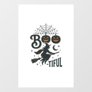 Boo-tiful Witch Halloween Vintage Engraving Design Window Cling