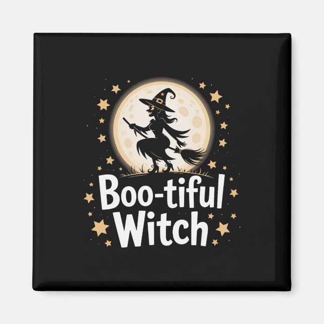 Boo-tiful Witch Silhouette Halloween Witch Moon 1  Magnet (Front)