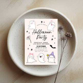 Boo-tifully Cute Ghosts Halloween Party Invitation