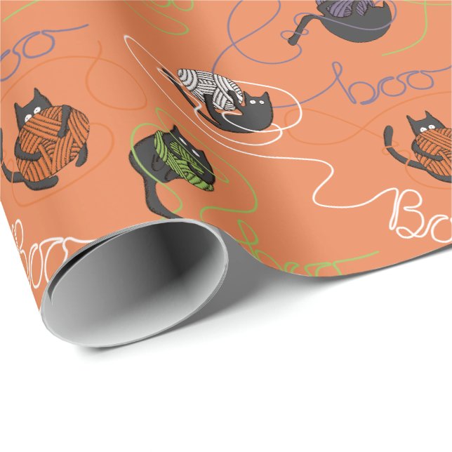 Boo-tifully Tangled Orange Wrapping Paper (Roll Corner)