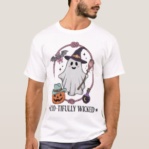 Boo-tifully Wicked Cute Witch Ghost Halloween Uni T-Shirt