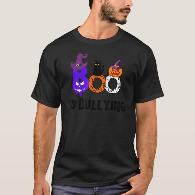 Boo To Bullying cat Pumpkin Orange shirt Unity Day (Front)