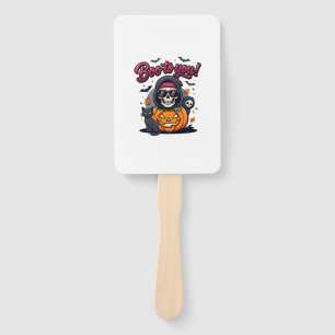 Boo to You Halloween Skeleton Pumpkin Hand Fan